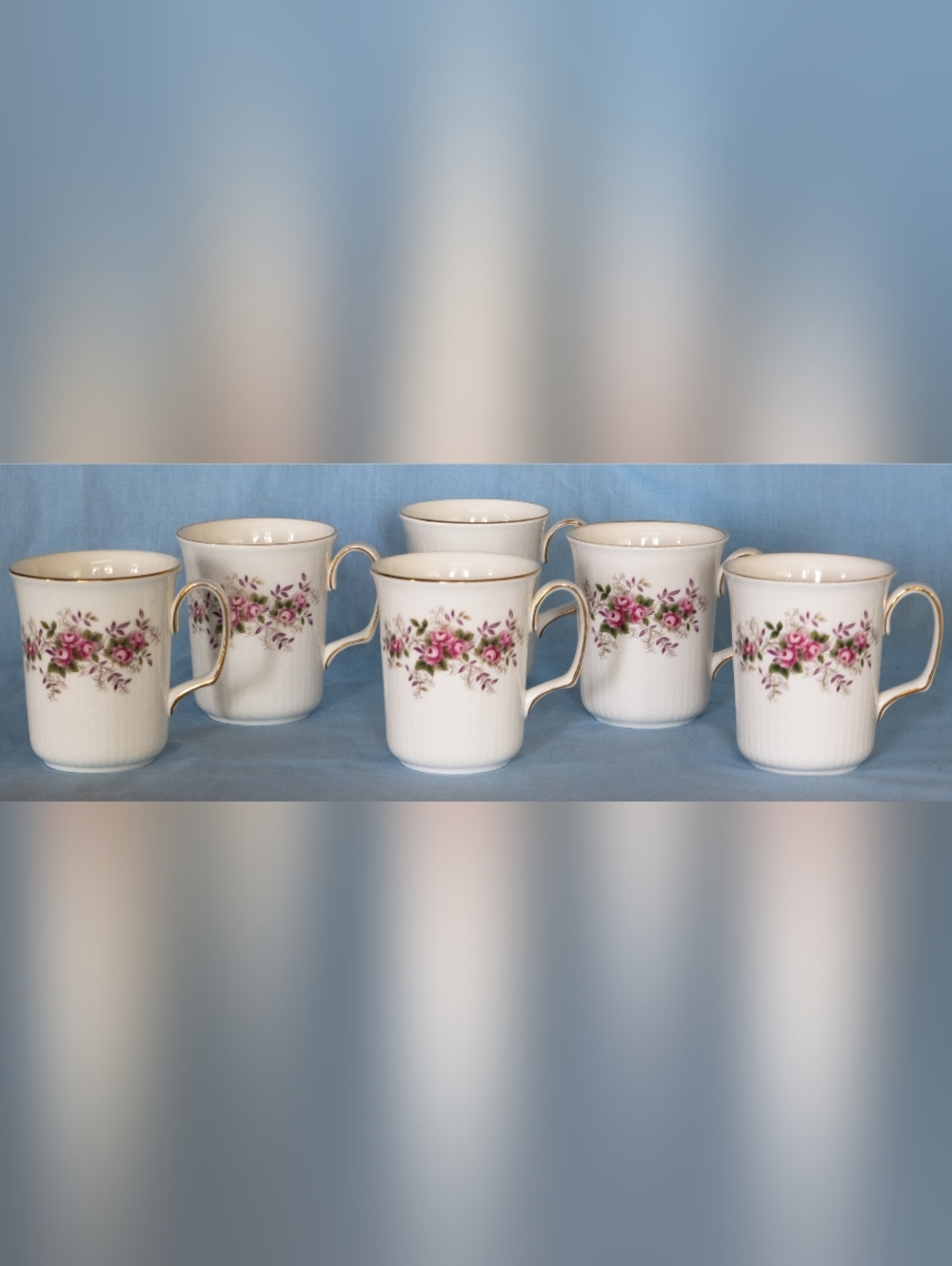 Beautiful Rare Royal Albert Lavender Rose 6 Beaker Mugs